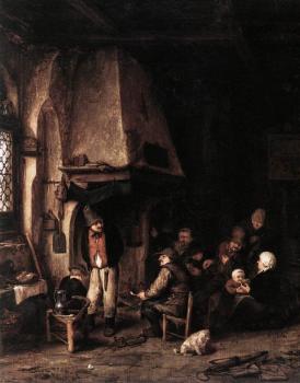 阿德裡安 敭斯 範 奧斯塔德 Interior of a Farmhouse with Skaters